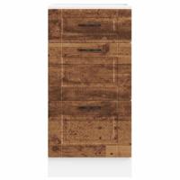 Keuken onderkast Porto bewerkt hout oud houtkleurig - thumbnail