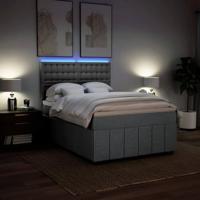 Boxspring met matras stof lichtgrijs 160x200 cm - thumbnail