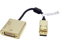 Roline 12.03.3175 DisplayPort-kabel DisplayPort / DVI Adapterkabel DisplayPort-stekker, DVI-D 24+1-polige bus 0.15 m Zwart/goud - thumbnail