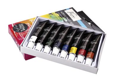 Acrylverf nassau art set met 8 kleuren | 12 stuks