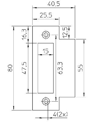 Nemef P 1739/17 Sluitplaat | RVS 80x25.5mm rechthoekig | DR 1+2+3+4 - 9173990010