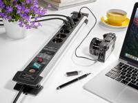 Brennenstuhl Premium-Protect-Line 60.000A stekkerdoos met overspanningsbeveiliging en USB 6-voudig 3m H05VV-F 3G1,5 1391000537 - thumbnail