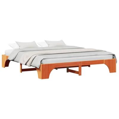 Gewaxte Bruin Bedbodem 200x200 cm Massief Grenen Hout