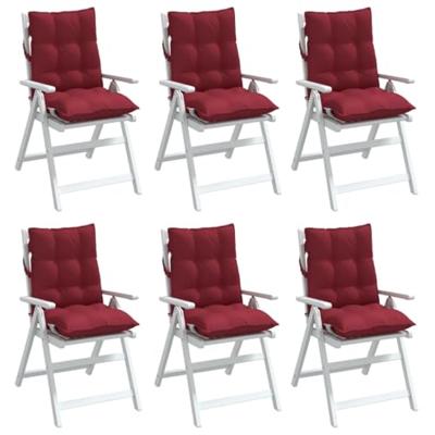 Stoelkussens 6 st lage rug oxford stof wijnrood