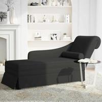 Chaise longue met bolster en rechterarmleuning fluweel zwart - thumbnail