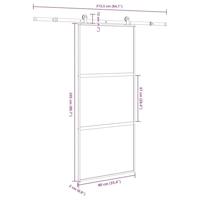 Schuifdeur met beslag 90x205 cm gehard glas en aluminium - thumbnail