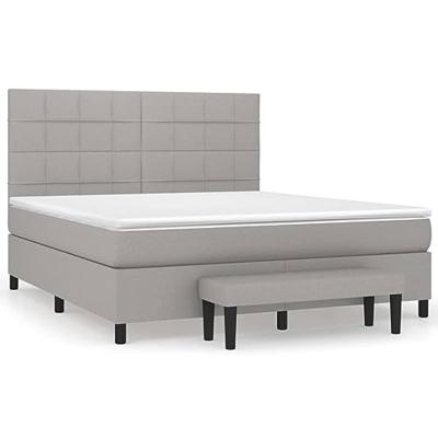 Boxspring met matras stof lichtgrijs 160x200 cm