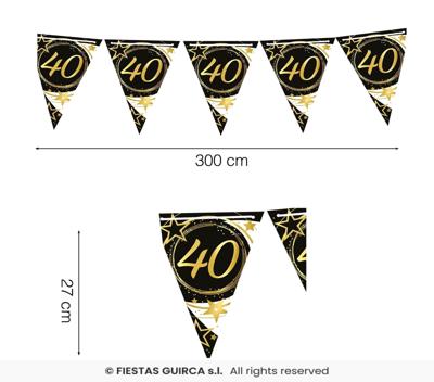 Vlaggenlijn 40 Jaar Zwart & Goud Chique