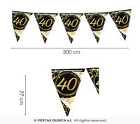 Vlaggenlijn 40 Jaar Zwart & Goud Chique - thumbnail