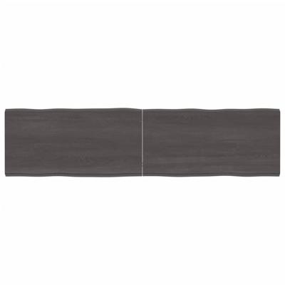Tafelblad natuurlijke rand 160x40x(2-4)cm eikenhout donkerbruin