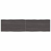 Tafelblad natuurlijke rand 160x40x(2-4)cm eikenhout donkerbruin - thumbnail