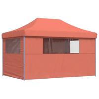 Partytent inklapbaar pop-up met 4 zijwanden terracottakleurig - thumbnail