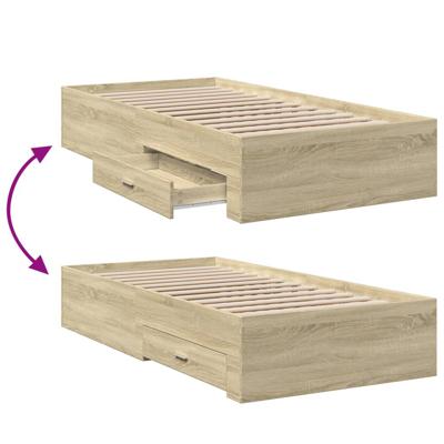 Bedframe met lades bewerkt hout sonoma eikenkleurig 100x200 cm - thumbnail