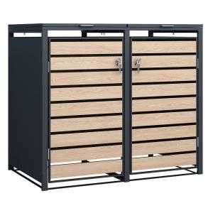 Kliko ombouw - Verzinkt staal Houtlook - Antraciet Bruin 2 kliko's