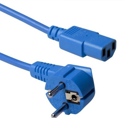 ACT AK5133 230V Stroomkabel Schuko CEE7/7 Male (Haaks)/C13 Blauw - 1,2 meter