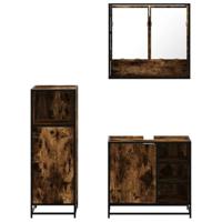 3-delige Badkamermeubelset bewerkt hout gerookt eikenkleurig - thumbnail