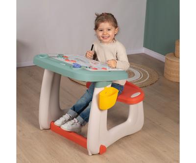 Smoby - Petit Ecolier Bureau - Kinderbureau - Dubbelzijdig Wit Magnetisch + Krijtbord - 80 Accessoires Inbegrepen - 72 Magnetische Letters en Cijfers - Vanaf 3 Jaar - Gemaakt in Frankrijk