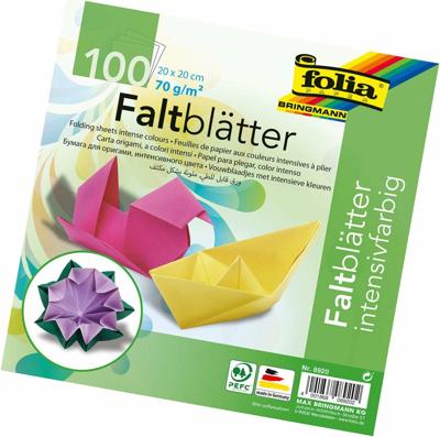 Origami papier Folia 70gr 20x20cm 100 vel assorti kleuren