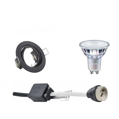 GU10 Inbouwspot Set - Mat Zwart - Inbouw Rond - Kantelbaar - Philips - MASTER 927 36D VLE - DimTone Dimbaar - 3.7W - Warm Wit 2200K-2700K - Ø83mm