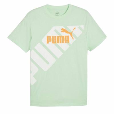 Heren-T-Shirt met Korte Mouwen Puma POWER Graphic Cyaan - Maat: M