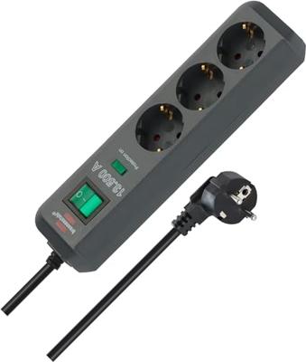 Brennenstuhl 1158810315 Eco-Line PDU Stekkerdoos 3 Sockets met Schakelaar en Overspanningsbeveiliging Zwart -1,5 meter - thumbnail