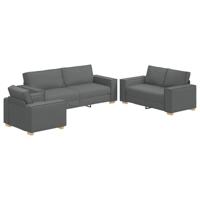 Bankstel met kussen 3 pcs Grijs 220 x 78 x 84 cm Stof - thumbnail