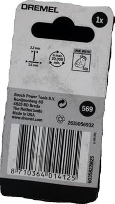 Dremel 2.615.056.932 Voegenfrees 1.6 mm Lengte 6 mm Afmeting, Ø 1.6 mm Schachtdiameter 3.2 mm Dremel 2.615.056.932 Voegenfrees 1.6 mm Lengte 6 mm Afmeting, Ø 1.6 mm Schachtdiameter 3.2 mm