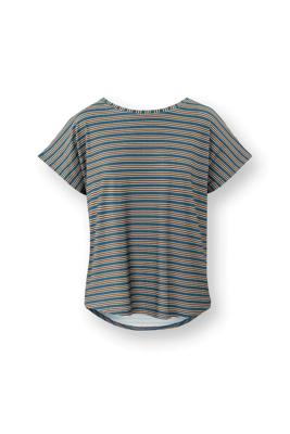 Pip Studio Tatum Top Korte Mouw Kente Stripe Blauw M Pip Studio Tatum Top Korte Mouw Kente Stripe Blauw M