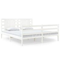 Bedframe zonder matras massief grenenhout wit 150x200 cm - thumbnail