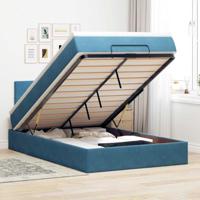 Ottoman bed met matras 120x200cm fluweel donkerblauw - thumbnail