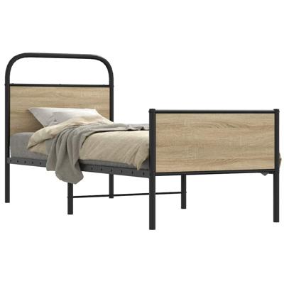 Bedframe zonder matras bewerkt hout sonoma eikenkleur 75x190 cm Bedframe zonder matras bewerkt hout sonoma eikenkleur 75x190 cm