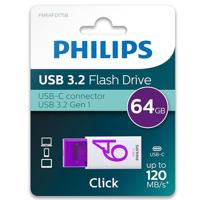 Philips Click USB flash drive 64 GB USB Type-C 3.2 Gen 1 (3.1 Gen 1) Violet, Wit - thumbnail