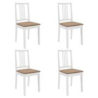 Eetkamerstoelen met kussens 4 st massief hout wit - thumbnail