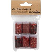 Creativ Company Bio sparkles & sequins, rood, 6x7 ml/ 1 doos - thumbnail