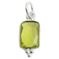 Edelsteen Hanger Peridoot Rechthoek - Zilver - 8 mm - thumbnail