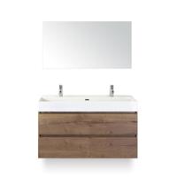Maxx XL Badmeubelset 120 cm - Tabacco - Wastafel Kube Enkel 2 kraangaten - met Spiegel - thumbnail