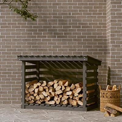 VidaXL Haardhoutrek 108x73x79 cm massief grenenhout grijs VidaXL Haardhoutrek 108x73x79 cm massief grenenhout grijs