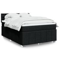 Boxspring met matras stof zwart 140x190 cm - thumbnail