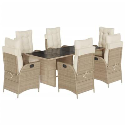 7-delige Tuinset met kussens poly rattan beige 7-delige Tuinset met kussens poly rattan beige