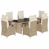 7-delige Tuinset met kussens poly rattan beige - thumbnail