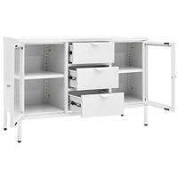 Dressoir 105x35x70 cm staal en gehard glas wit - thumbnail