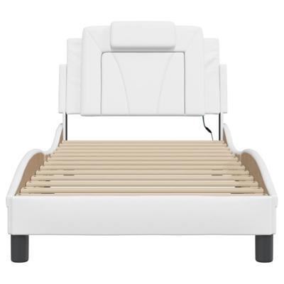 Bedframe met LED-verlichting kunstleer wit 90x200 cm