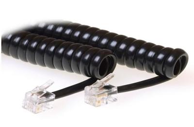 ACT TD7203 Telefoon Krulsnoer | RJ10 connectoren | Zwart | 1,5 meter