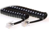 ACT TD7203 Telefoon Krulsnoer | RJ10 connectoren | Zwart | 1,5 meter - thumbnail