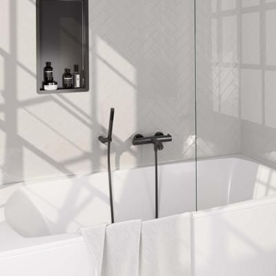 BRAUER Gunmetal Edition opbouw baddouche thermostaatkraan SET 03 met wandhouder en staaf handdouche en doucheslang gunmetal geborsteld PVD BRAUER Gunmetal Edition opbouw baddouche thermostaatkraan SET 03 met wandhouder en staaf handdouche en doucheslang gunmetal geborsteld PVD