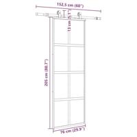 Schuifdeur met beslagset 76x205 cm gehard glas zwart - thumbnail