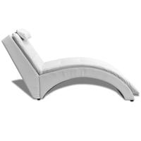 Chaise longue met kussen kunstleer wit - thumbnail