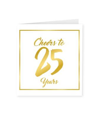 25 Jaar Verjaardagskaart Goud/Wit