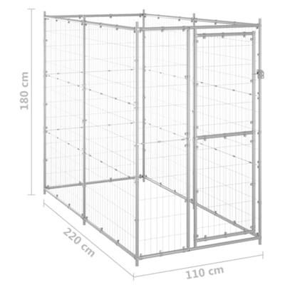 Hondenkennel voor buiten 110x220x180 cm gegalvaniseerd staal