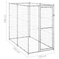 Hondenkennel voor buiten 110x220x180 cm gegalvaniseerd staal - thumbnail